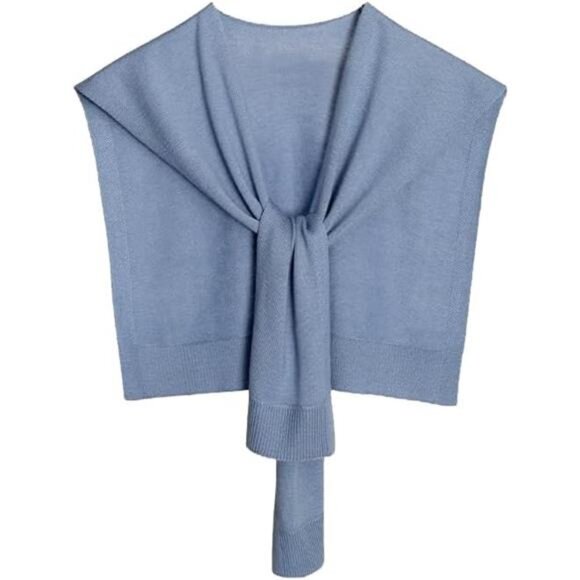 Womens Striped Pashmina Shawls and Wraps Lake Blue-solid